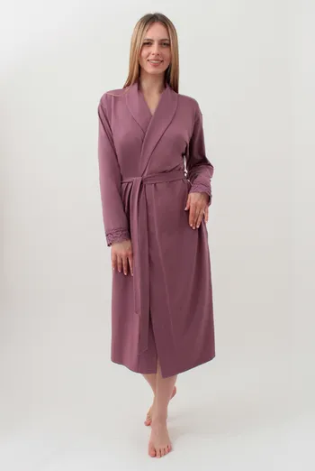 Жіночий халат на запах з мереживом SEVILLA 7330/011 Giulia (dark powder), рожевий