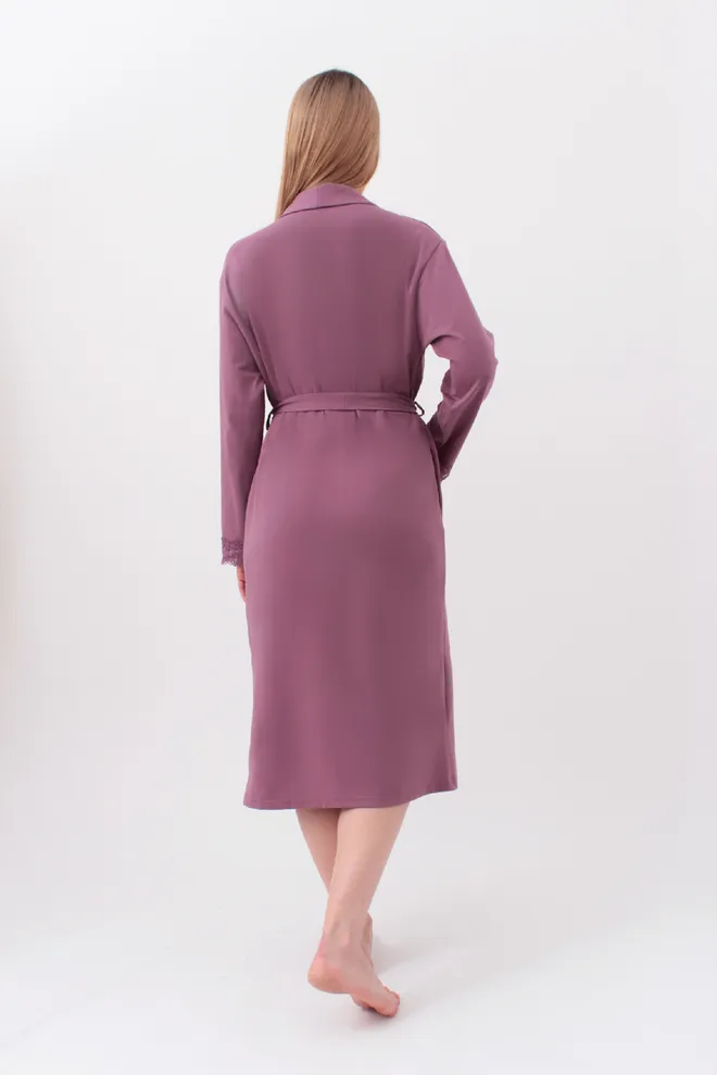 Жіночий халат на запах з мереживом SEVILLA 7330/011 Giulia (dark powder), рожевий