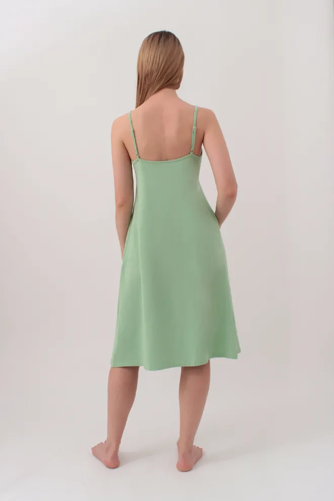 Хлопковая ночная рубашка на бретелях SEVILLA 8016/010 (light green), зеленый