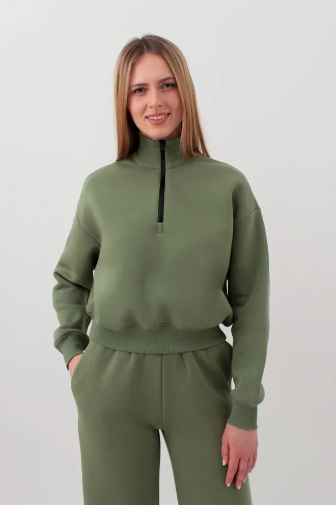 Свитшот на молнии укороченный SPORT STYLE 4416/170 Giulia (olive), зеленый