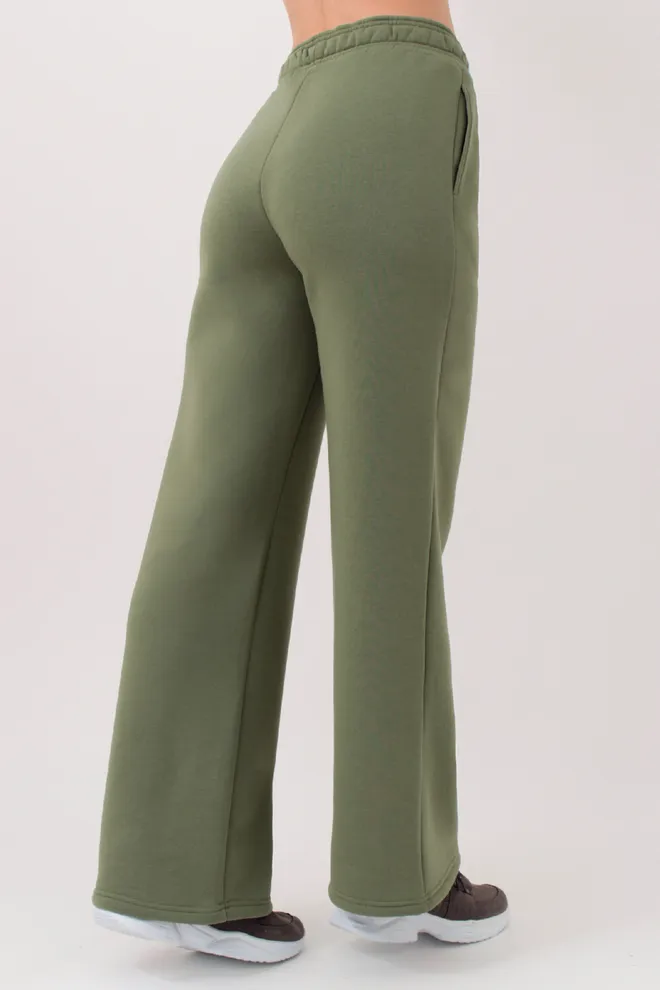 Широкие штаны на флисе SPORT STYLE 4323/170 Giulia (olive), зеленые