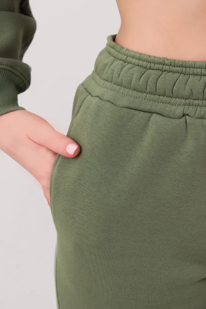 Широкие штаны на флисе SPORT STYLE 4323/170 Giulia (olive), зеленые