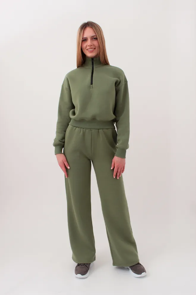 Широкие штаны на флисе SPORT STYLE 4323/170 Giulia (olive), зеленые