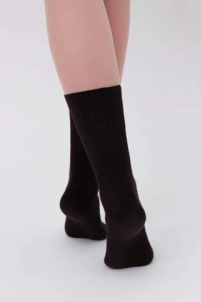 Шкарпетки жіночі високі в рубчик WS4 rib Giulia (caffe) коричневі