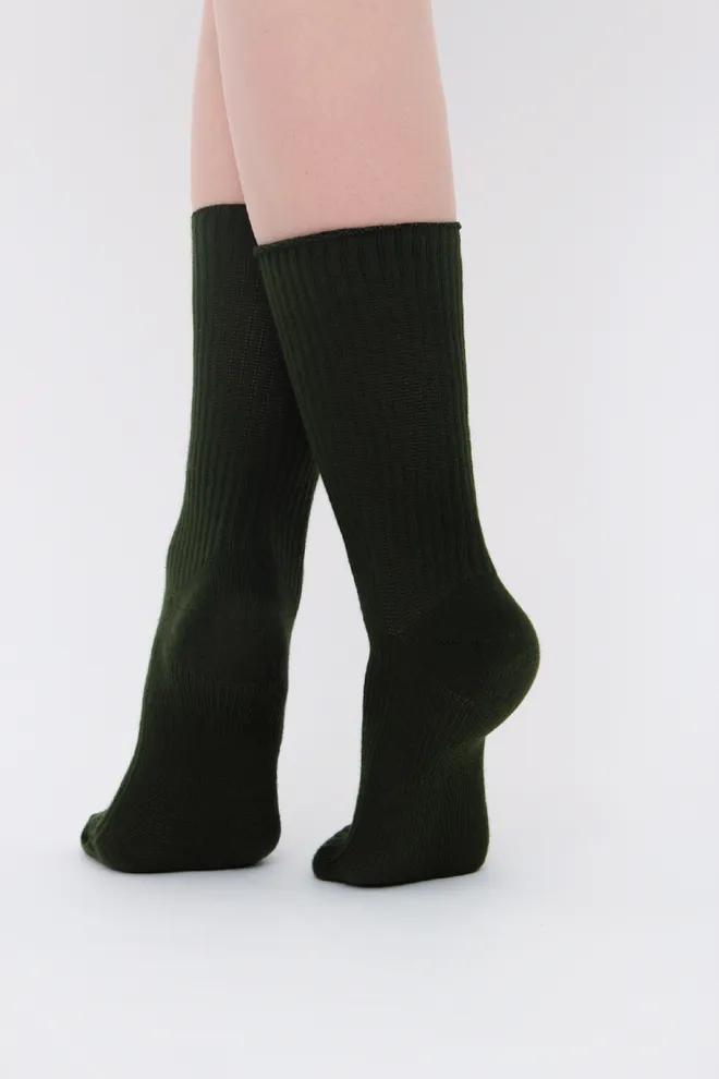 Шкарпетки жіночі високі в рубчик WS4 rib Giulia (khaki) зелені