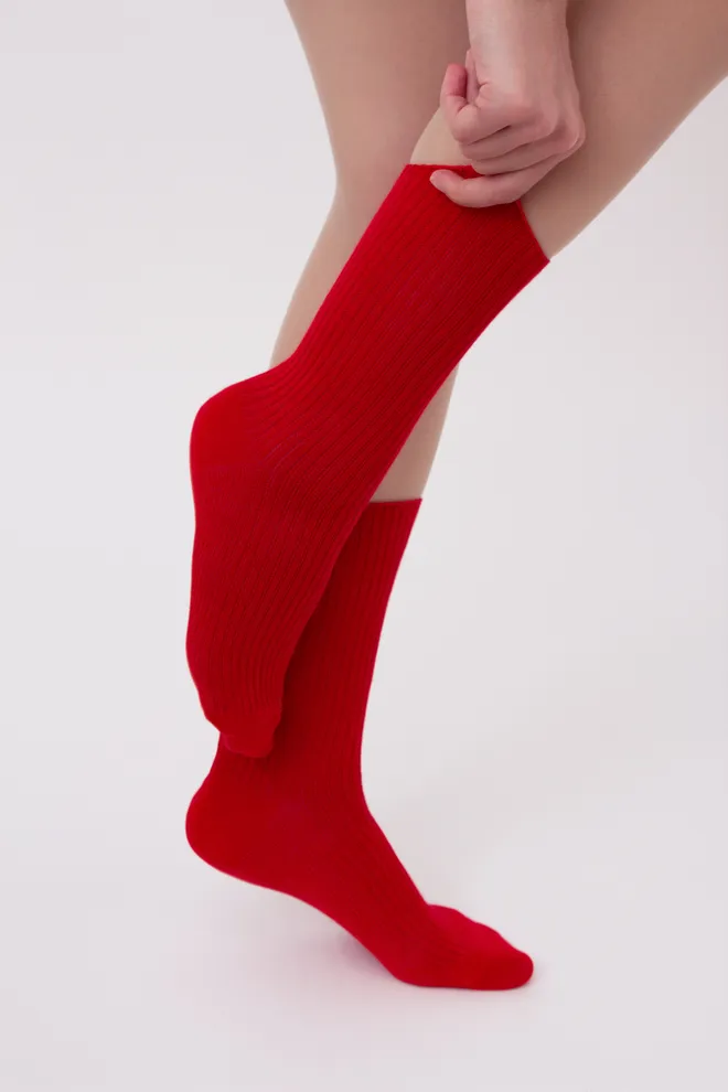 Шкарпетки жіночі високі в рубчик WS4 rib Giulia (red) червоні