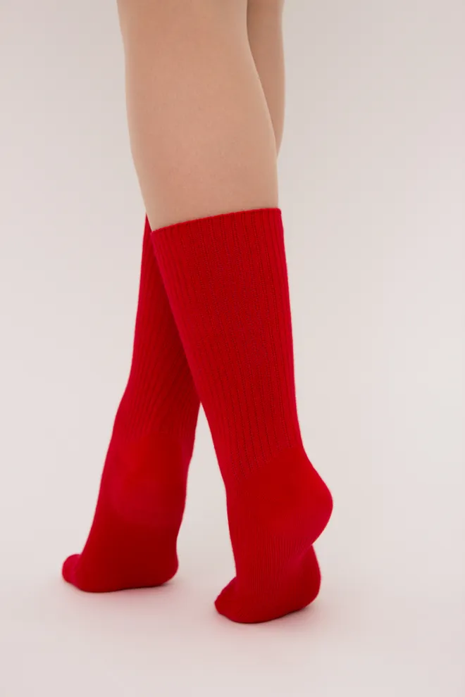 Шкарпетки жіночі високі в рубчик WS4 rib Giulia (red) червоні