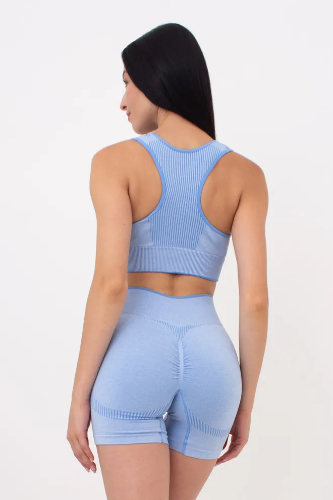 Безшовний топ TOP SPORT SHAPE MELANGE Giulia (lacecap hydrangea), блакитний