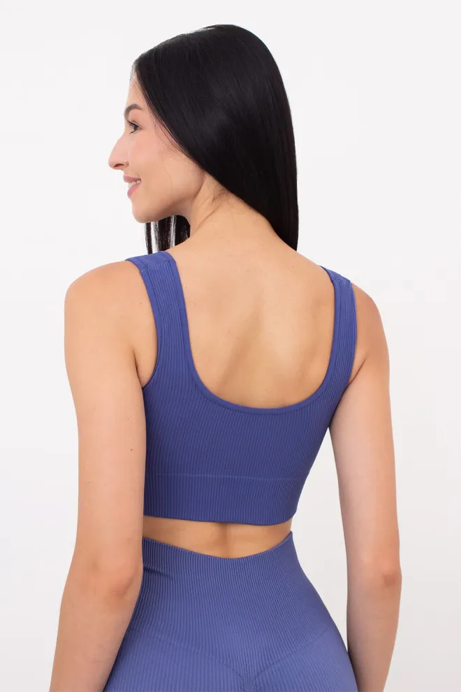 Безшовний топ в рубчик на широких бретелях TOP RIB Giulia (marlin), синій