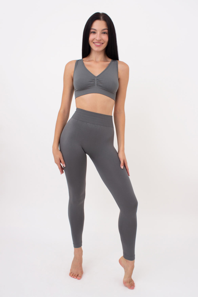 Безшовний топ з push-up TOP SHAPE Giulia (poppy seed), сірий