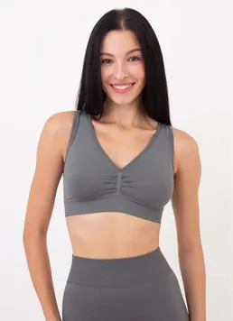 Бесшовный топ с push-up TOP SHAPE Giulia (poppy seed), серый