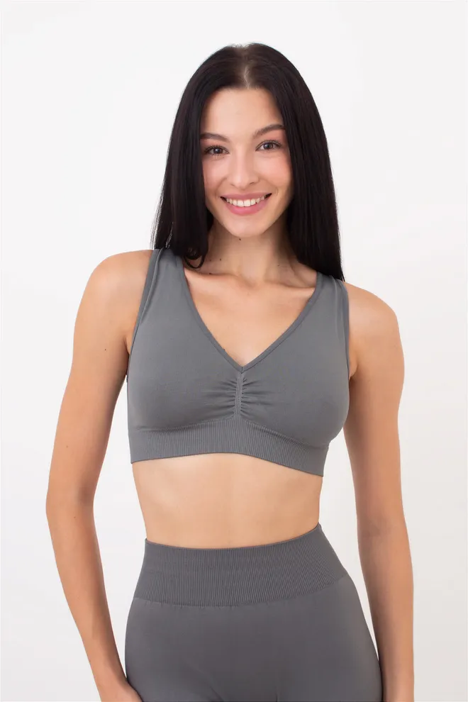 Безшовний топ з push-up TOP SHAPE Giulia (poppy seed), сірий