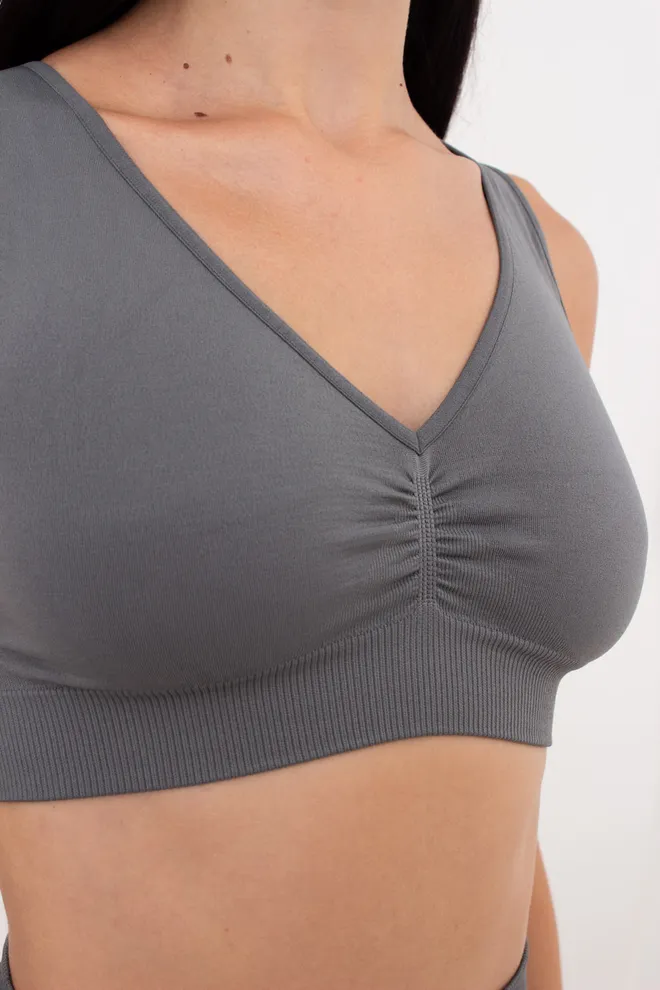 Безшовний топ з push-up TOP SHAPE Giulia (poppy seed), сірий