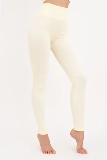 Легінси спортивні в рубчик з моделюючим швом LEGGINGS RIB Giulia (vanilla), жовтий