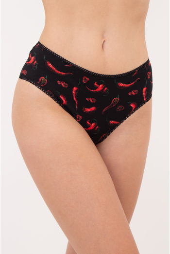 Женские трусики бразилиана с принтом перцев BUNTARKA PRINT 2232/60 (black/peppers), черный Женские трусики бразилиана с принтом перцев BUNTARKA PRINT 2232/60 (black/peppers), черный