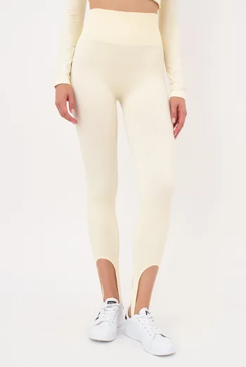 Безшовні легінси в рубчик зі штрипками LEGGINGS RIB STRIPE GIULIA x Lichi by Lichi (milk), жовтий Безшовні легінси в рубчик зі штрипками LEGGINGS RIB STRIPE GIULIA x Lichi by Lichi (milk), жовтий