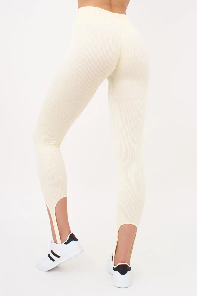 Бесшовные леггинсы в рубчик со штрипками LEGGINGS RIB STRIPE GIULIA x Lichi by Lichi (milk), желтый