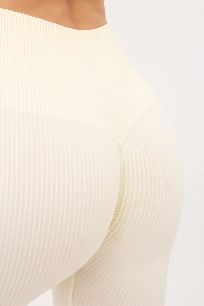 Бесшовные леггинсы в рубчик со штрипками LEGGINGS RIB STRIPE GIULIA x Lichi by Lichi (milk), желтый