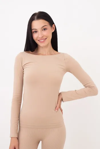 Жіночий лонгслів безшовний LONGSLEEVE GIULIA x Lichi by Lichi (nude), бежевий Жіночий лонгслів безшовний LONGSLEEVE GIULIA x Lichi by Lichi (nude), бежевий