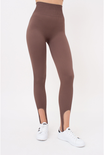 Бесшовные леггинсы в рубчик со штрипками LEGGINGS RIB STRIPE GIULIA x Lichi by Lichi (chocolate), коричневый