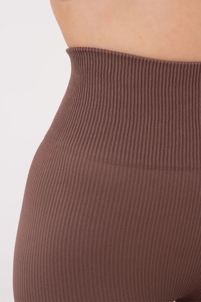 Безшовні легінси в рубчик зі штрипками LEGGINGS RIB STRIPE GIULIA x Lichi by Lichi (chocolate), коричневий