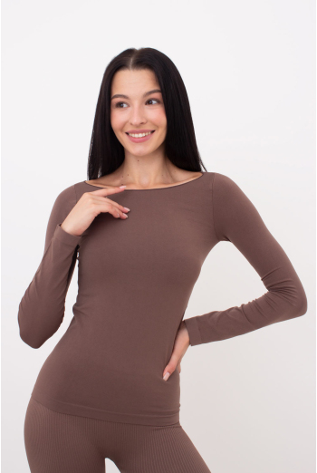 Жіночий лонгслів безшовний LONGSLEEVE GIULIA x Lichi by Lichi (chocolate), коричневий