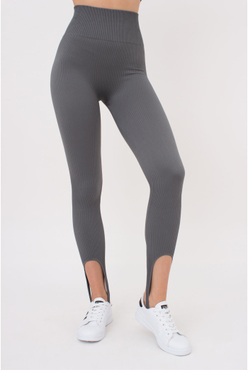 Безшовні легінси в рубчик зі штрипками LEGGINGS RIB STRIPE GIULIA x Lichi by Lichi (graphite), сірий