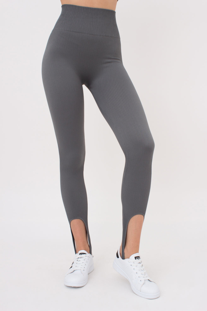 Бесшовные леггинсы в рубчик со штрипками LEGGINGS RIB STRIPE GIULIA x Lichi by Lichi (graphite), серый