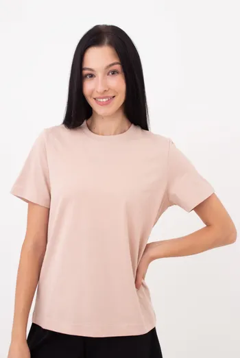 Жіноча бавовняна футболка T-SHIRT BASIC NECK 4815/010 (beige), бежевий