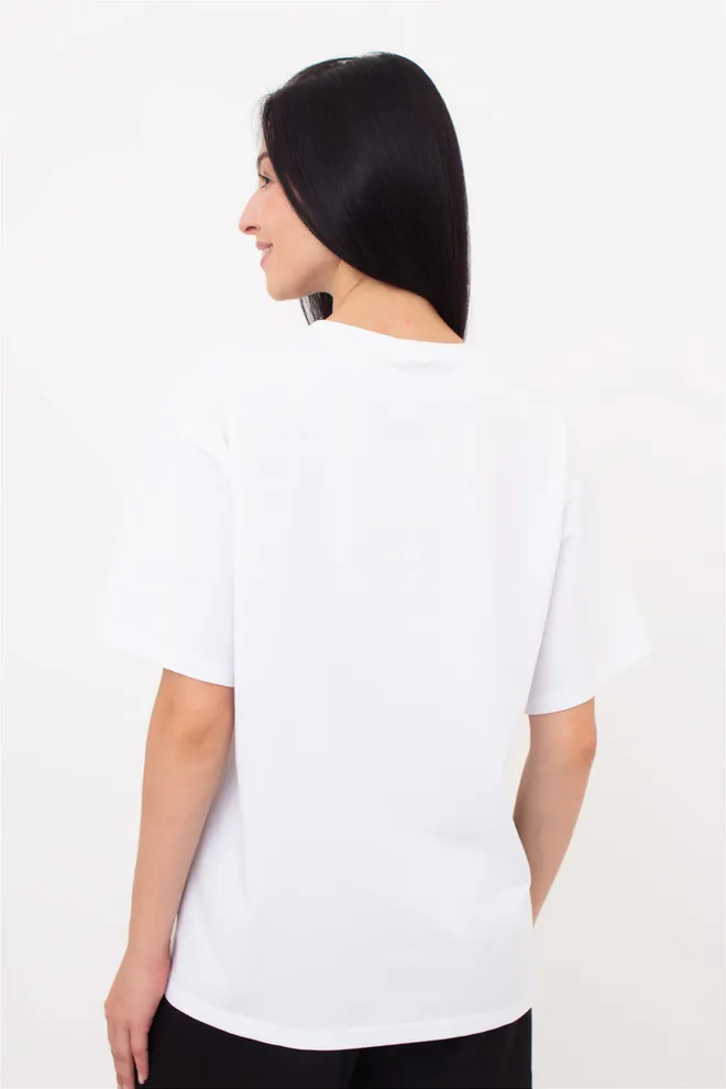 Женская футболка из хлопка оверсайз T-SHIRT BASIC NECK (2) 4816/010 (white), белый