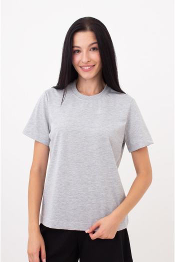 Жіноча бавовняна футболка T-SHIRT BASIC NECK 4815/010 (grey melange), сірий Жіноча бавовняна футболка T-SHIRT BASIC NECK 4815/010 (grey melange), сірий