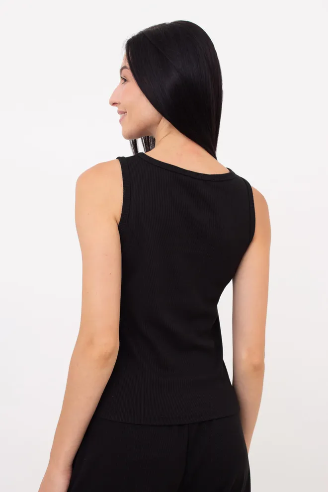 Майка женская в рубчик на широких бретелях Rib 3808/010 Giulia (black), черный
