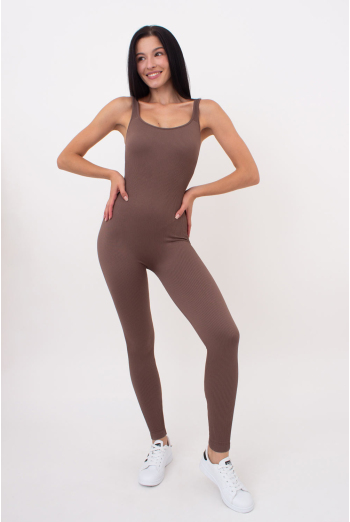 Женский комбинезон в рубчик JUMPSUIT RIB CO GIULIA x Lichi by Lichi (chocolate), коричневый Женский комбинезон в рубчик JUMPSUIT RIB CO GIULIA x Lichi by Lichi (chocolate), коричневый