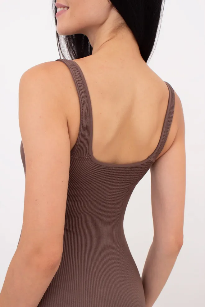 Женский комбинезон в рубчик JUMPSUIT RIB CO GIULIA x Lichi by Lichi (chocolate), коричневый