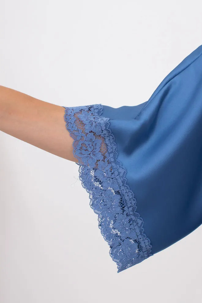 Шовковий халат жіночий на запа́х HELENA 7212/051 Giulia (light blue), блакитний