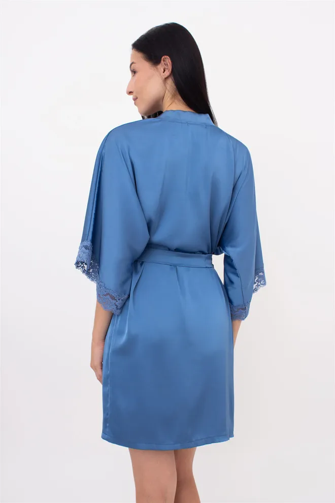Шовковий халат жіночий на запа́х HELENA 7212/051 Giulia (light blue), блакитний
