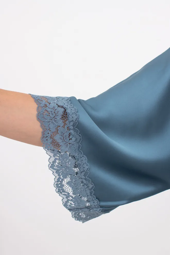 Шовковий халат жіночий на запа́х HELENA 7212/051 Giulia (turquoise), зелений