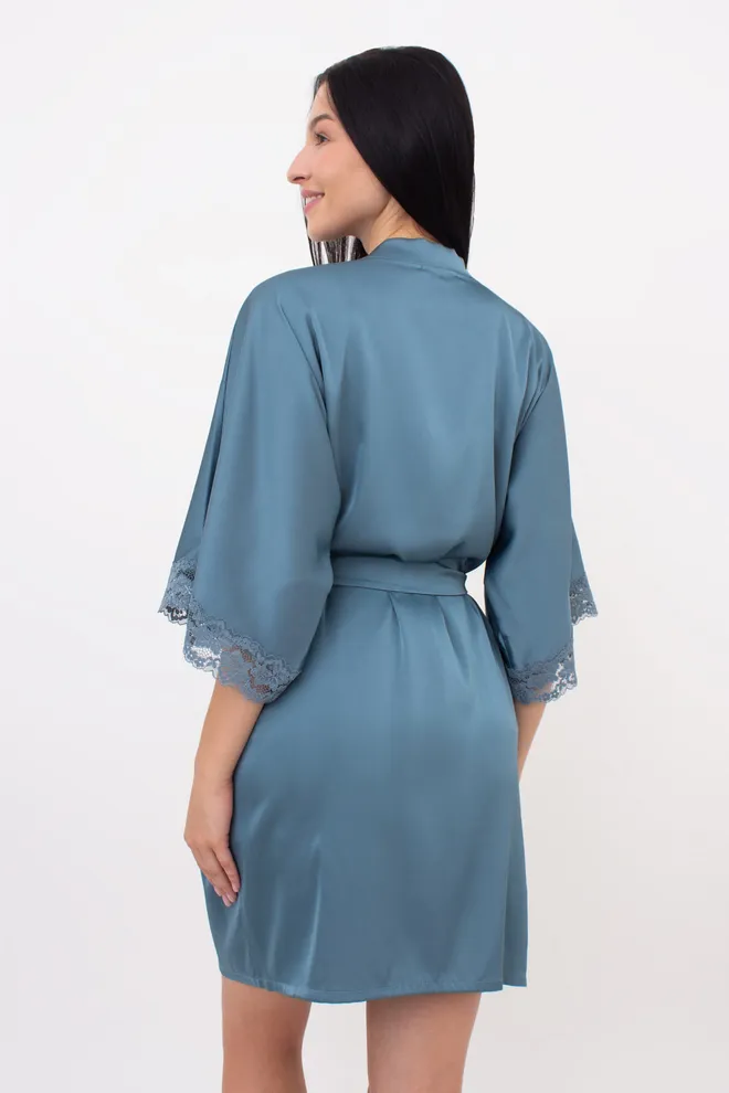 Шовковий халат жіночий на запа́х HELENA 7212/051 Giulia (turquoise), зелений