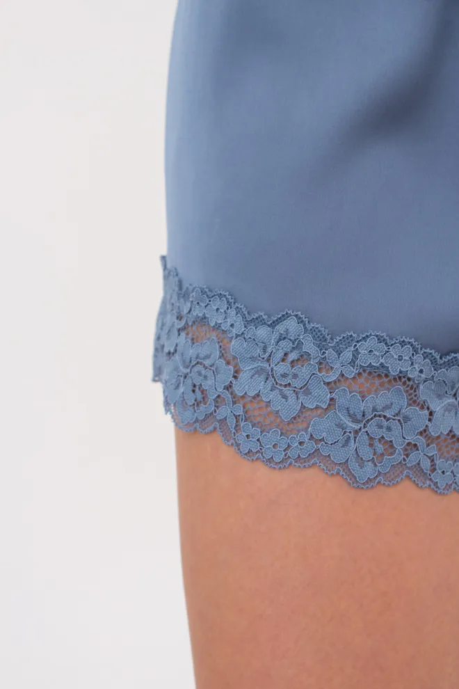 Жіноча піжама шовкова з мереживом HELENA 6602/051 Giulia (smoky blue), блакитний