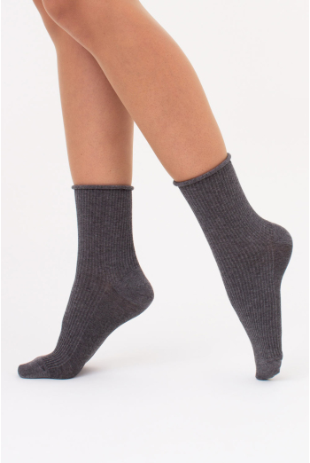 Жіночі шкарпетки в рубчик WS3 FASHION 060 Giulia (dark grey melange), сірий Жіночі шкарпетки в рубчик WS3 FASHION 060 Giulia (dark grey melange), сірий
