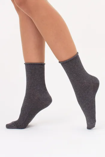 Жіночі шкарпетки в рубчик WS3 FASHION 060 Giulia (dark grey melange), сірий