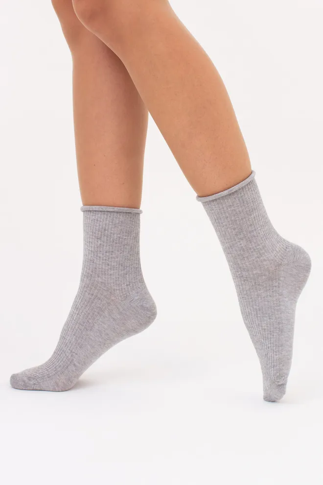 Жіночі шкарпетки в рубчик WS3 FASHION 060 Giulia (light grey melange), сірий