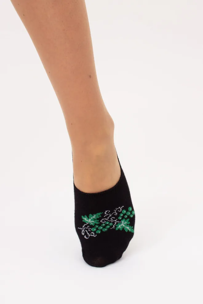 Бавовняні жіночі підслідники з малюнком винограду WF1 UKR 2406 Giulia (black), чорний