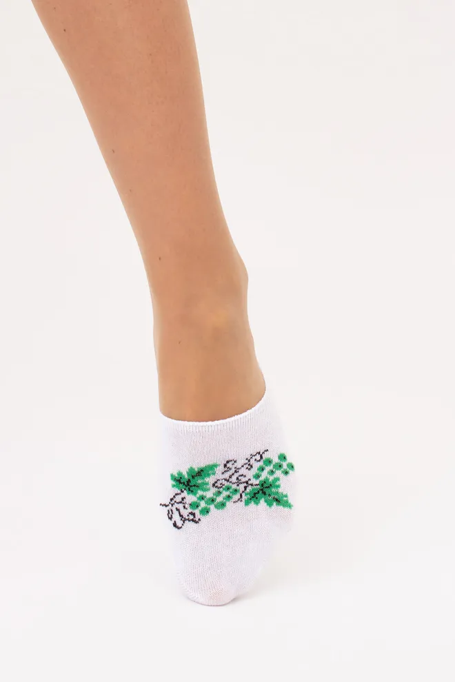 Бавовняні жіночі підслідники з малюнком винограду WF1 UKR 2406 Giulia (white), білий