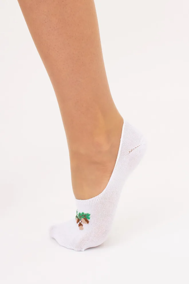 Бавовняні жіночі слідки з малюнком жолудів WF1 UKR 2402 (white), білий