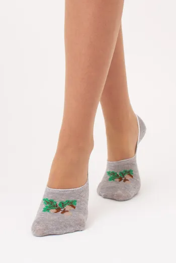 Хлопковые женские подследники с рисунком желудей WF1 UKR 2402 (light grey melange), серый