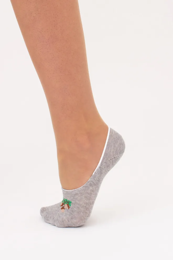 Бавовняні жіночі слідки з малюнком жолудів WF1 UKR 2402 (light grey melange), сірий