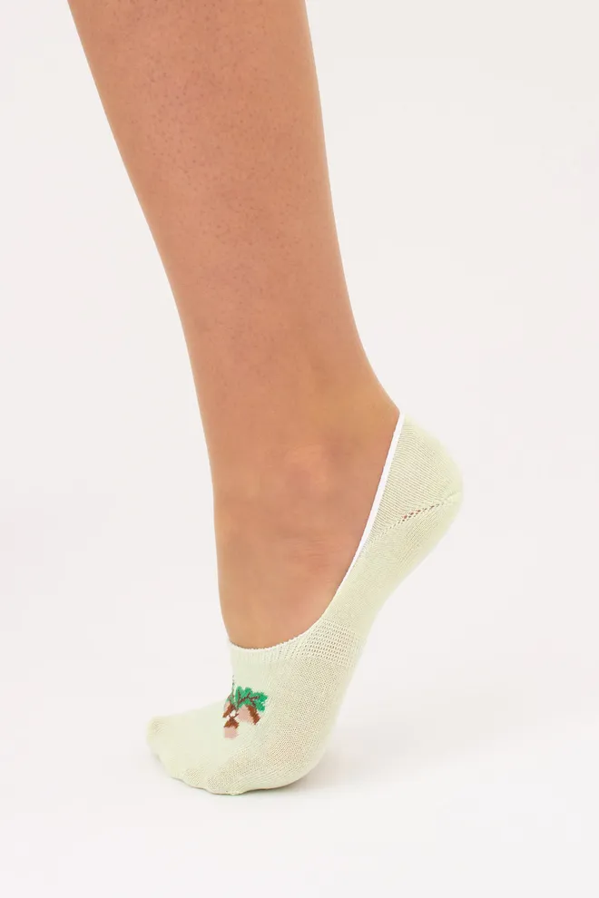 Бавовняні жіночі слідки з малюнком жолудів WF1 UKR 2402 (salat), зелений