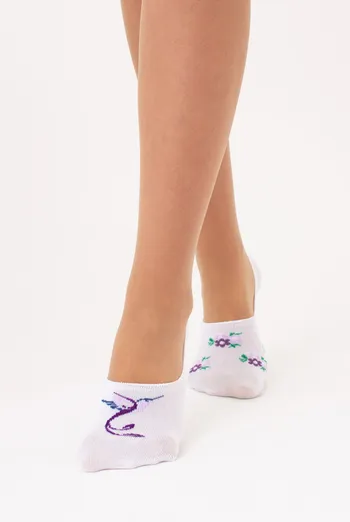 Жіночі підслідники з квітами комплект з 2-х пар WF1 FASHION SET 2403 (white), білий Жіночі підслідники з квітами комплект з 2-х пар WF1 FASHION SET 2403 (white), білий