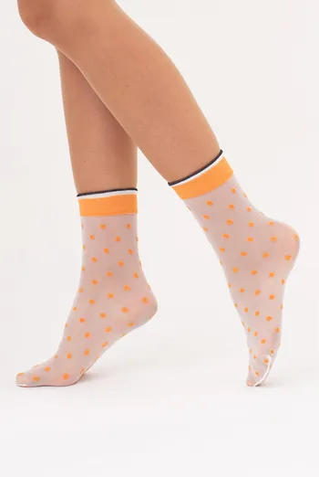 Шкарпетки жіночі класичні в горошок NN-15 calzino Giulia (white/orange), білий/помаранчевий